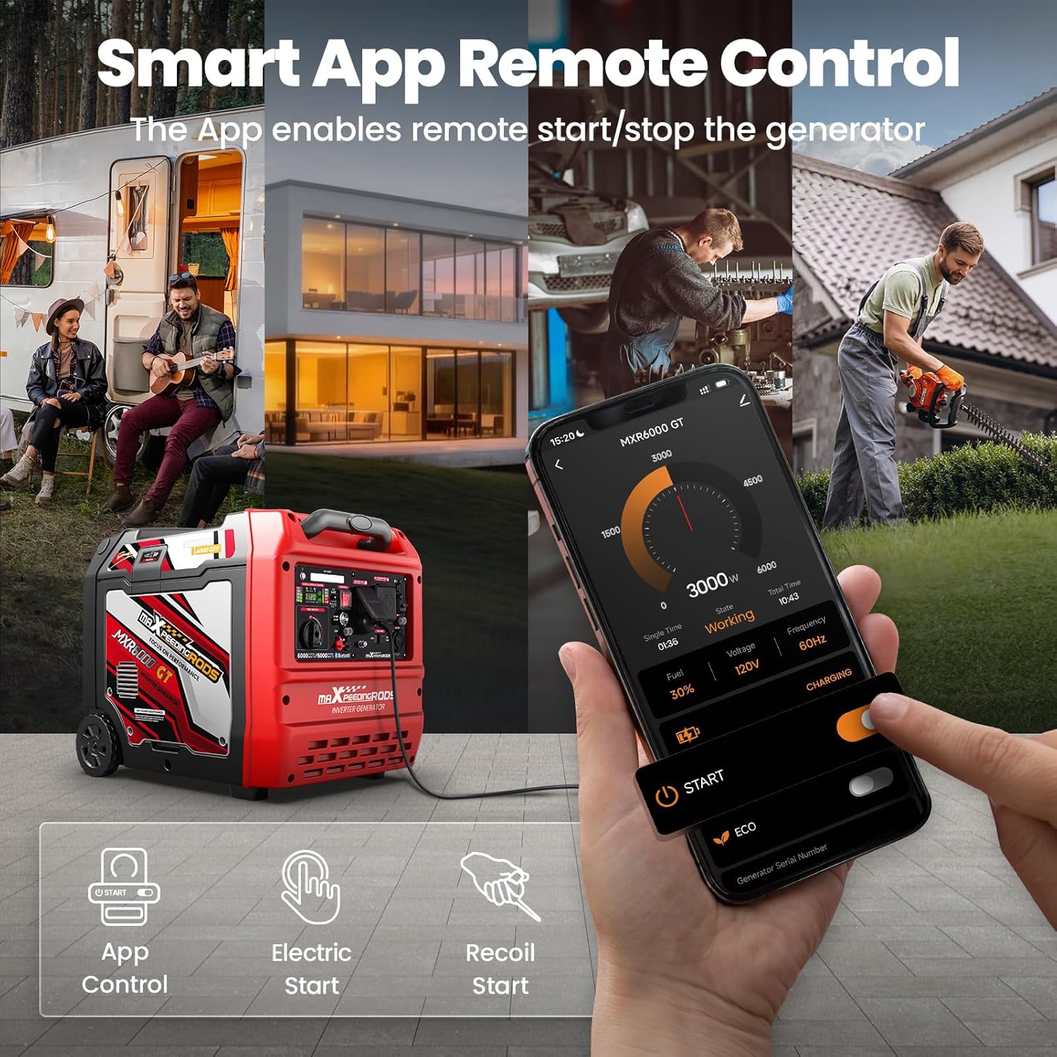 maXpeedingrods MXR6000GT Generator with app remote control and starting options