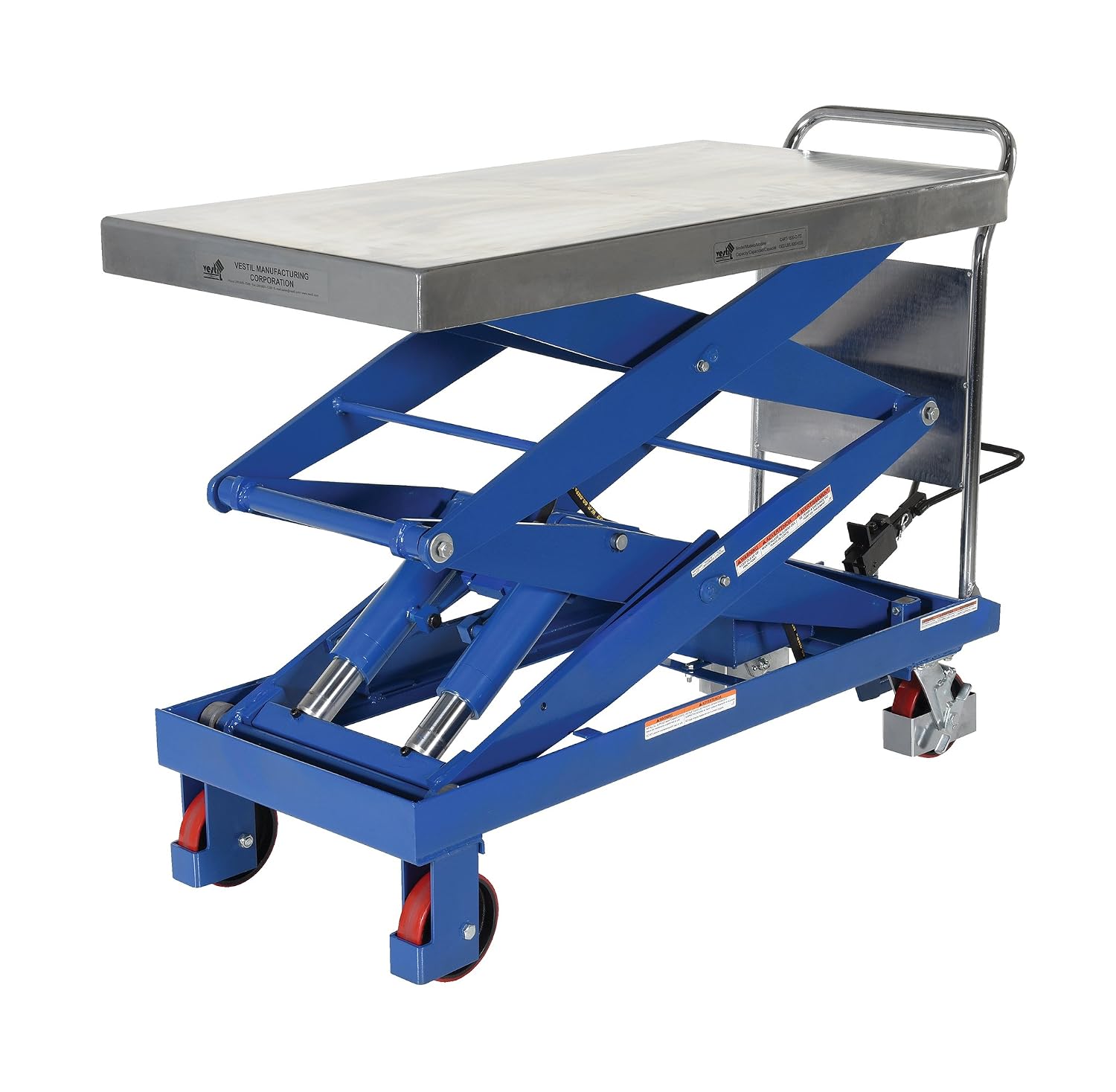 Vestil CART-1500-D-TS Steel Hydraulic Elevating Cart 47-1/2 in. x 24 in. 1500 Lb. Capacity Blue