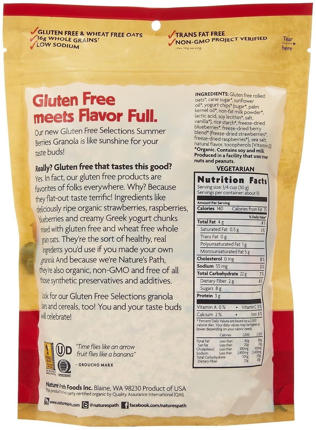 Nature's Path Gluten Free Granola - Summer Berries - 11 oz.