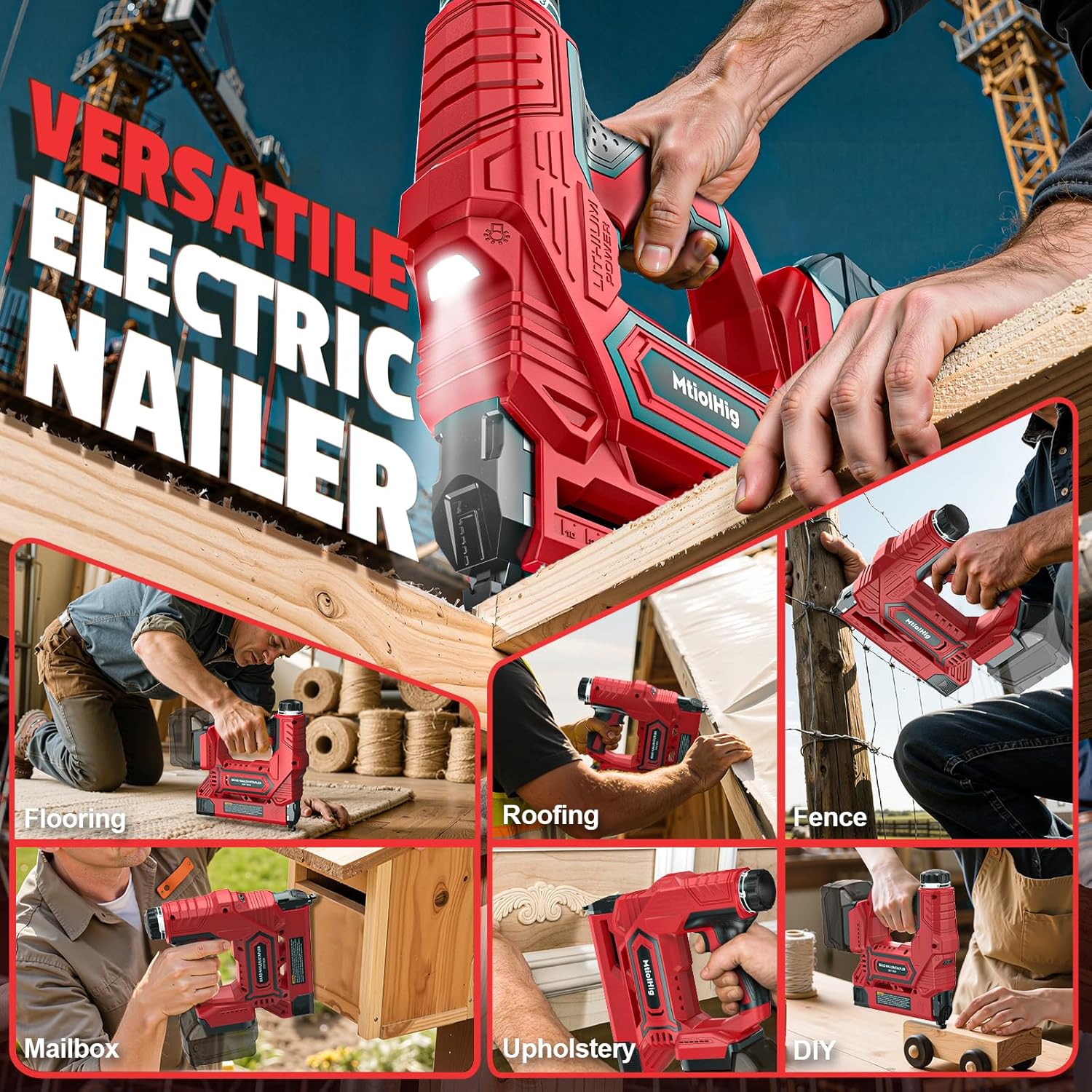 Cordless Brad Nailer Compatible with Milwaukee 18V Battery, 5/8 to 1-1/4 Inch 18 Gauge 2-in-1 Nail Gun with 2000 Nials for Wood Carpentry, Powered Electric, 2 Mode, Tool Only, 5.9LBS