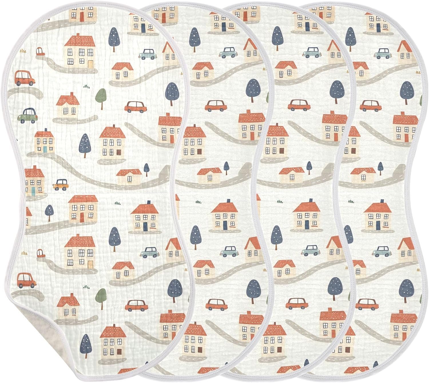 vvfelixl Cartoon Houses Roads Burp Cloths for Baby Boy Girls Baby Washcloths Burp Rags 1 Pack