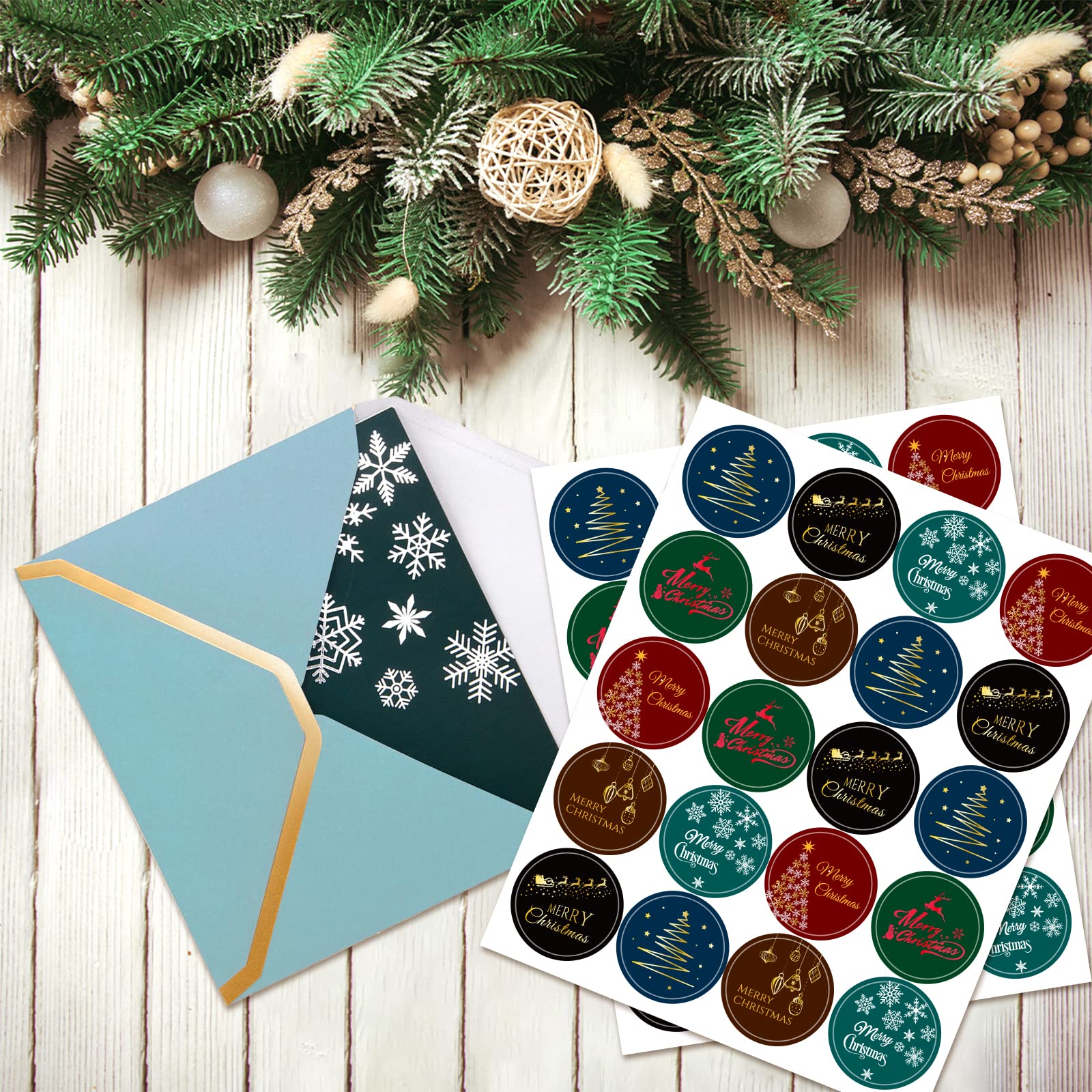 FANCY LAND Weihnachts-Dankeskarten – 12 Stück, Kraftpapier, Mit Umschlägen, Blanko Innen, 10,2 X 15,2 Cm, Folienverziert