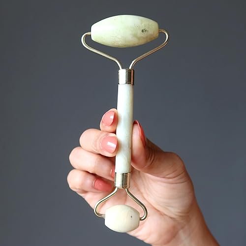 Miniatura 8 de Satin Crystals Varita Serpentina Rodillo Facial Cuidado de la Piel Verde Nuevo Jade 5.25-5.5 Pulgadas