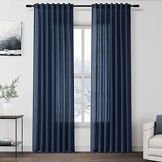 12 Blue Living Room Curtain Ideas for Fresh Calm Inviting Style 87 Denim Blue Linen Curtains 84 Inch Length 2 Panels Set for Living Room Ro...