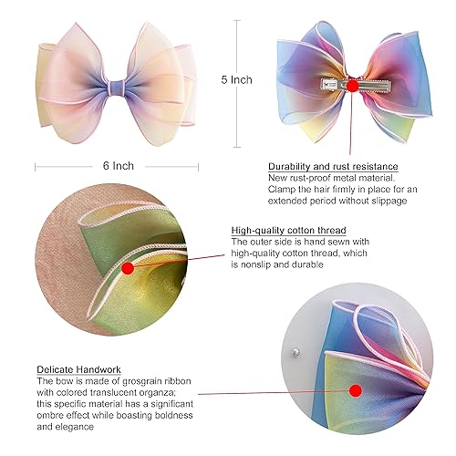 Miniatura 7 de Pinza para el pelo de organza con lazo grande, para niñas y mujeres, accesorio para el cabello ideal para cumpleaños, uso diario, vacaciones y