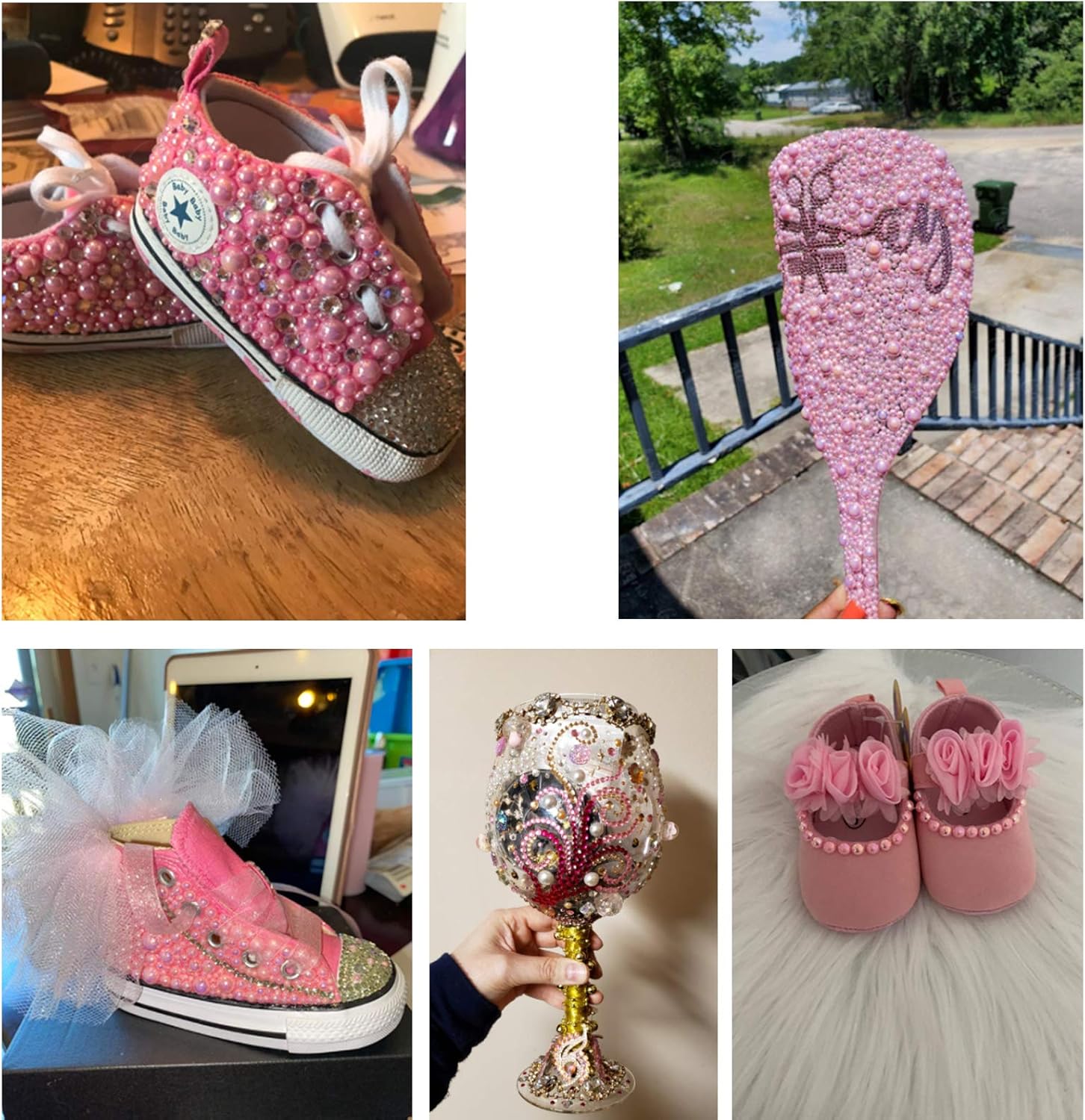 Dowarm 1000 Pieces Flatback Half Pearls, 4mm 6mm 8mm 10mm 12mm 14mm, Mix Size Flat Backed Round Half Pearls Beads for Crafts Jewelry, Loose Beads Gem (Pink AB) - Image 7