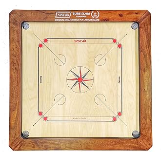 SISCAA Carrom Board Sure SLAM Indoor Board Game Approved by Carrom Federation of India & Maharashtra Carrom Association (Jumbo, 36mm)