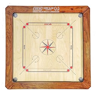 SISCAA Carrom Board Sure SLAM Indoor Board Game Approved by Carrom Federation of India & Maharashtra Carrom Association (Champion, 20mm)
