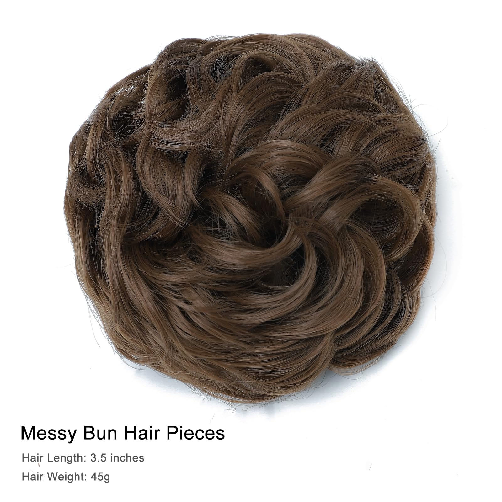 BUYOGET Messy Bun Hair Pieces For Women Hair Bun Extension Updo Curly Messy Bun Donut Hair Chignons Scrunchie Ash Brown - Image 2
