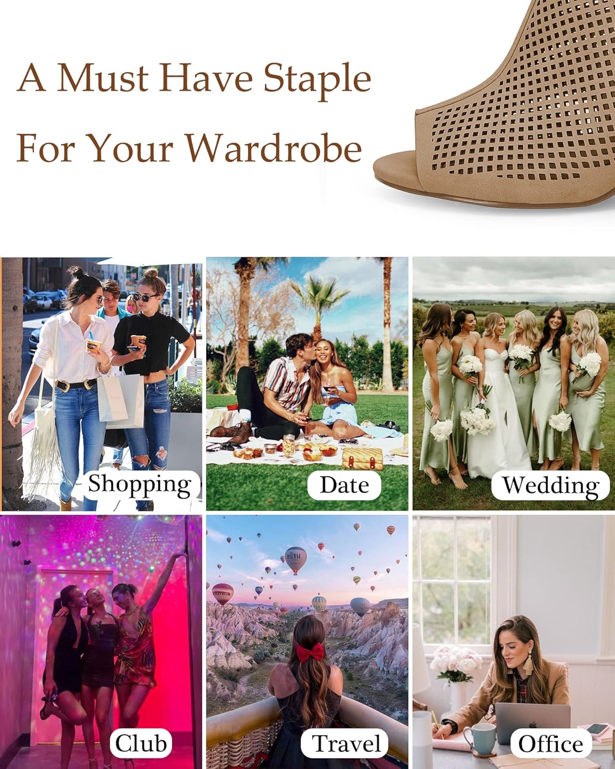 Coutgo Heels for Women Open Toe Boots Cutout Ankle Strap High Heel Chunky Block Sandals - Image 6