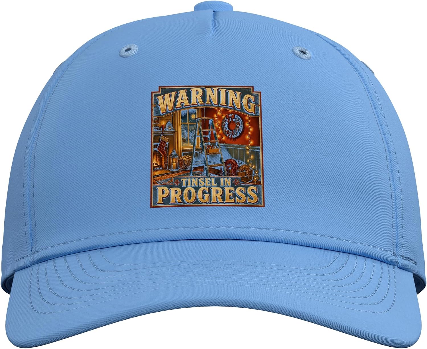 Warning Tinsel in Progress Funny Christmas Decor Adjustable Baseball Hat image 2