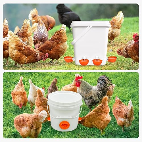Miniatura 5 de Alimentador automático de pollos sin desperdicios, alimentador automático de aves de corral, juego de comedero y bebedero de pollos para bricolaje,