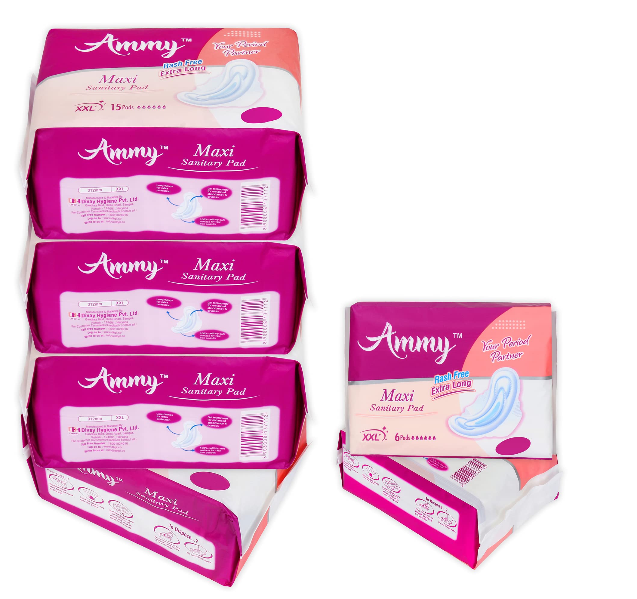 Ammy Ultra Thin Sanitary Pads XXL Rash Free Maxi Soft Cottony 72 Pads for Ladies, Girls, Women Rash Free Made In India (B096KKNK9H) Amazon Price History, Amazon Price Tracker