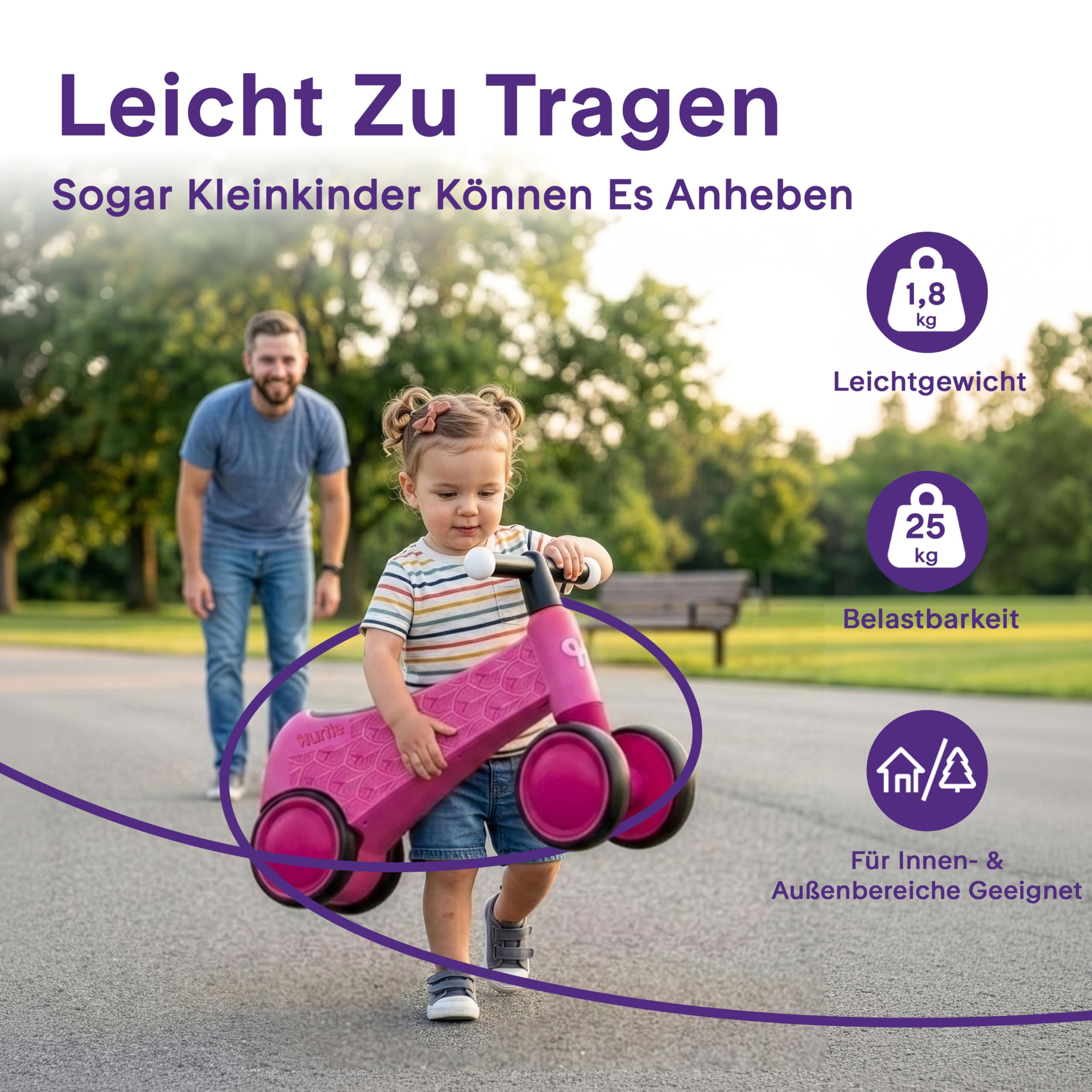 Hurtle Kleinkind Laufrad ab 1 Jahr, Lauflernrad mit LED-Lenker | 4 Räder, Balance Bike, Erstes Fahrrad, Stabiles Kleinkindlaufrad, Geschenk für Jungen und Mädchen