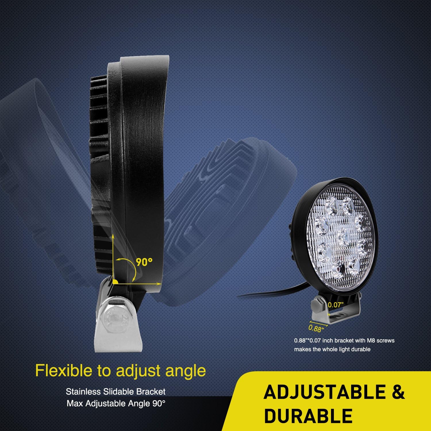 Nilight 4.5 Inch Round 27W Spot LED Work Light Fog Light Waterproof Offroad Driving Led light for Jeep SUV Boat Truck ATV Car, 2 year Warranty (2 pack)