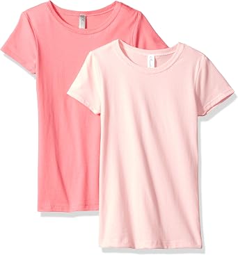 Clementine Apparel Big Girls Short Sleeve Crew Neck T Shirt Casual Soft Comfort Tops Junior Tees 2 Pack