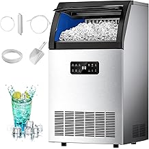 EUHOMY Commercial Ice Maker,120lbs/24H,Stainless Steel Under Counter Ice Machine with Water Filter,33lbs Storage Bin, 45 Cubes in 8-12 Mins, Freestanding Ice Cube Maker for Home/Bar/Cafe/Restaurant