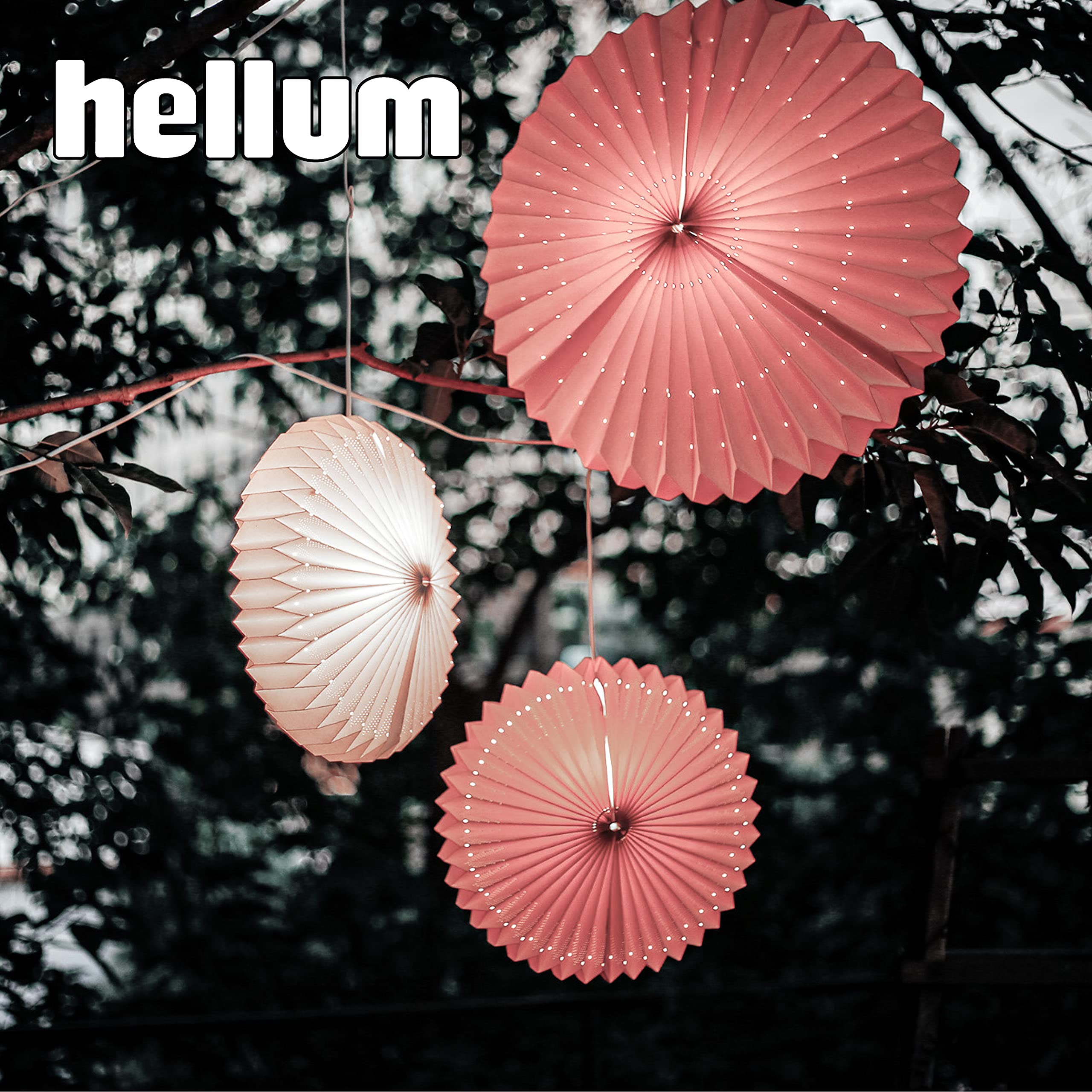 hellum Sunny Lampion wetterfest outdoor weiß, Ø60cm, Stecker inkl. LED | Outdoor Lampenschirm mit PVC-Beschichtung inkl. LED E14 warmweiß, Lampion outdoor groß für Garten, Party, Hochzeit 523607