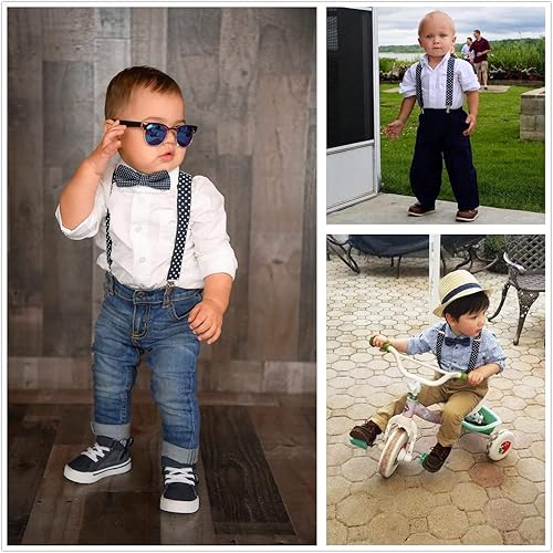 Miniatura 6 de AWAYTR Juego de corbatín con tirantes y tirantes ajustables para niños y niñas