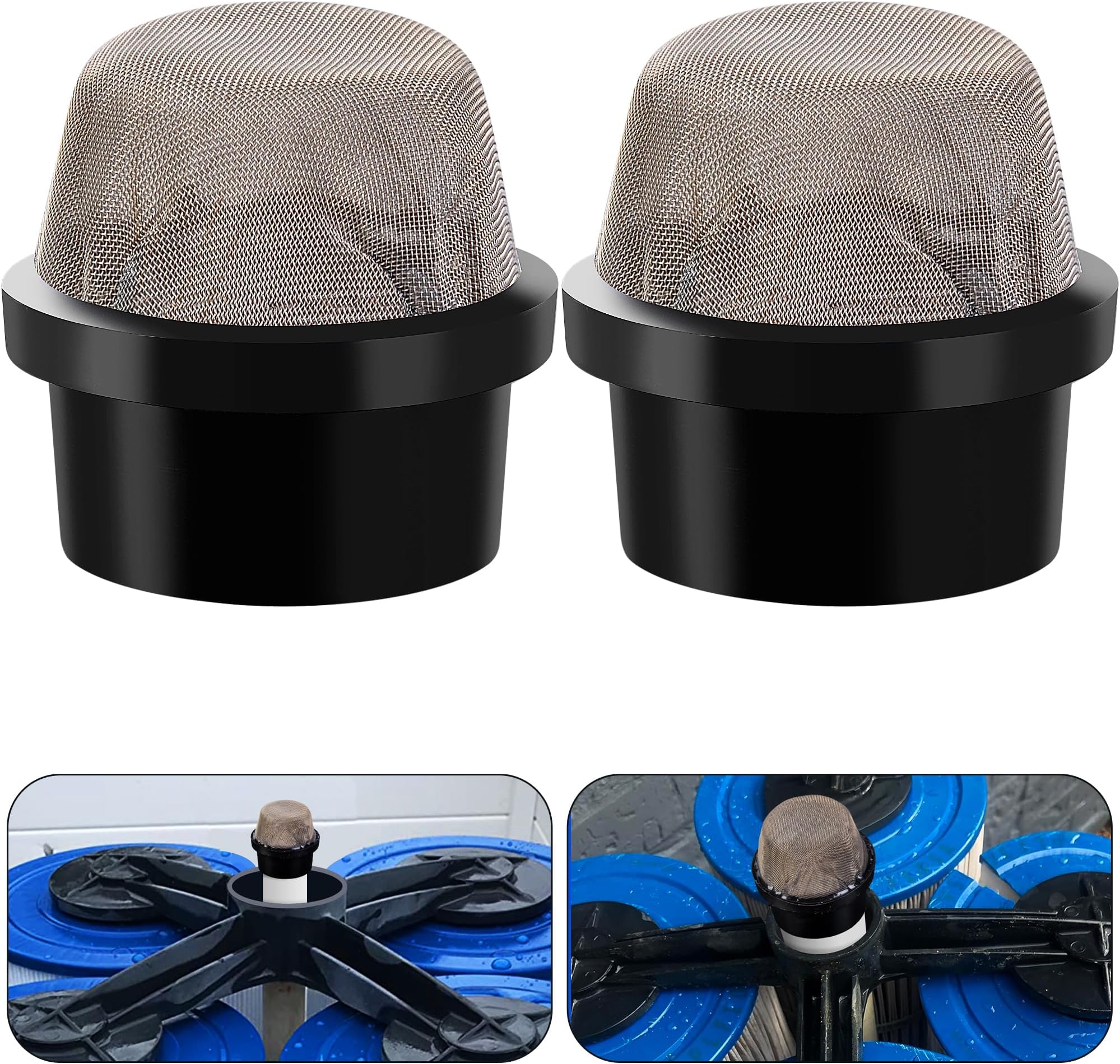 DECOHS 2 Pcs 190106Z Air Bleeder Screen Cap- Stainless Steel Screen Filter Cap Replacement Parts- Air Valve Strainer Cap for Most Pools Filters