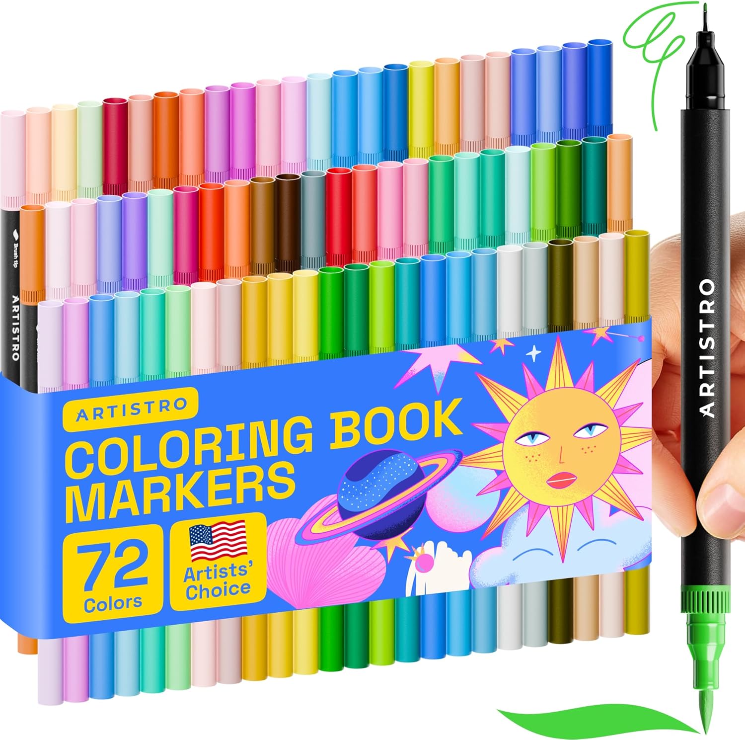 Amazon.com: ARTISTRO 72 Brush Marker Pens Coloring Markers for Adults ...