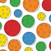 Vista 2 de Servilletas de fiesta de pickleball: 40 unidades - 2 paquetes de servilletas de cóctel de 3 capas de 20 quilates en 2 diseños