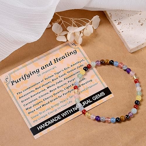 Vista 138 de MASSIVE BEADS Pulsera elástica de yoga hecha a mano con piedra natural, cristal curativo, energía, regalos para adultos unisex de 0.157 in, 0.236