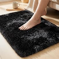 Vista 3 de junovo Alfombra de área lavable y antideslizante, alfombras de área pequeñas y esponjosas, alfombra peluda para sala de estar, alfombra suave