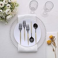 Vista 5 de Efavormart 24 Pack Juego de cubiertos de plástico premium negro/dorado de 6" de 24 piezas, cubiertos desechables modernos y resistentes de plata