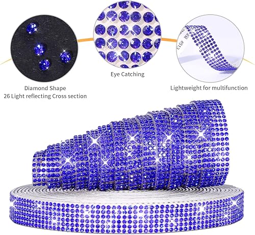 Miniatura 3 de Tiras de diamantes de imitación autoadhesivas de 6.6 yardas, cinta de diamantes de imitación con diamantes de imitación de 0.079 pulgadas brillantes