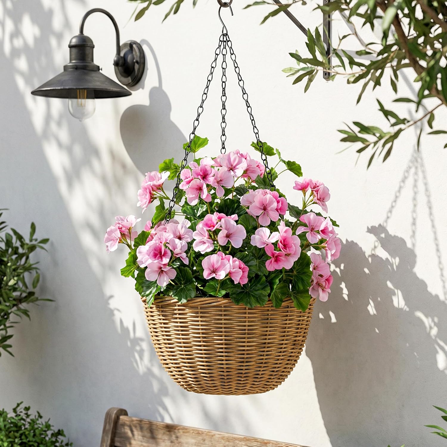 Artificial Flowers for Outdoors 17.7In Artificial Geraniums for Indoor Fake Flowers 4PCS Uv Resistant Artificial Outdoor Flowers Suitable for Indoor Home Decor Outdoor Garden Decoration,Pink
