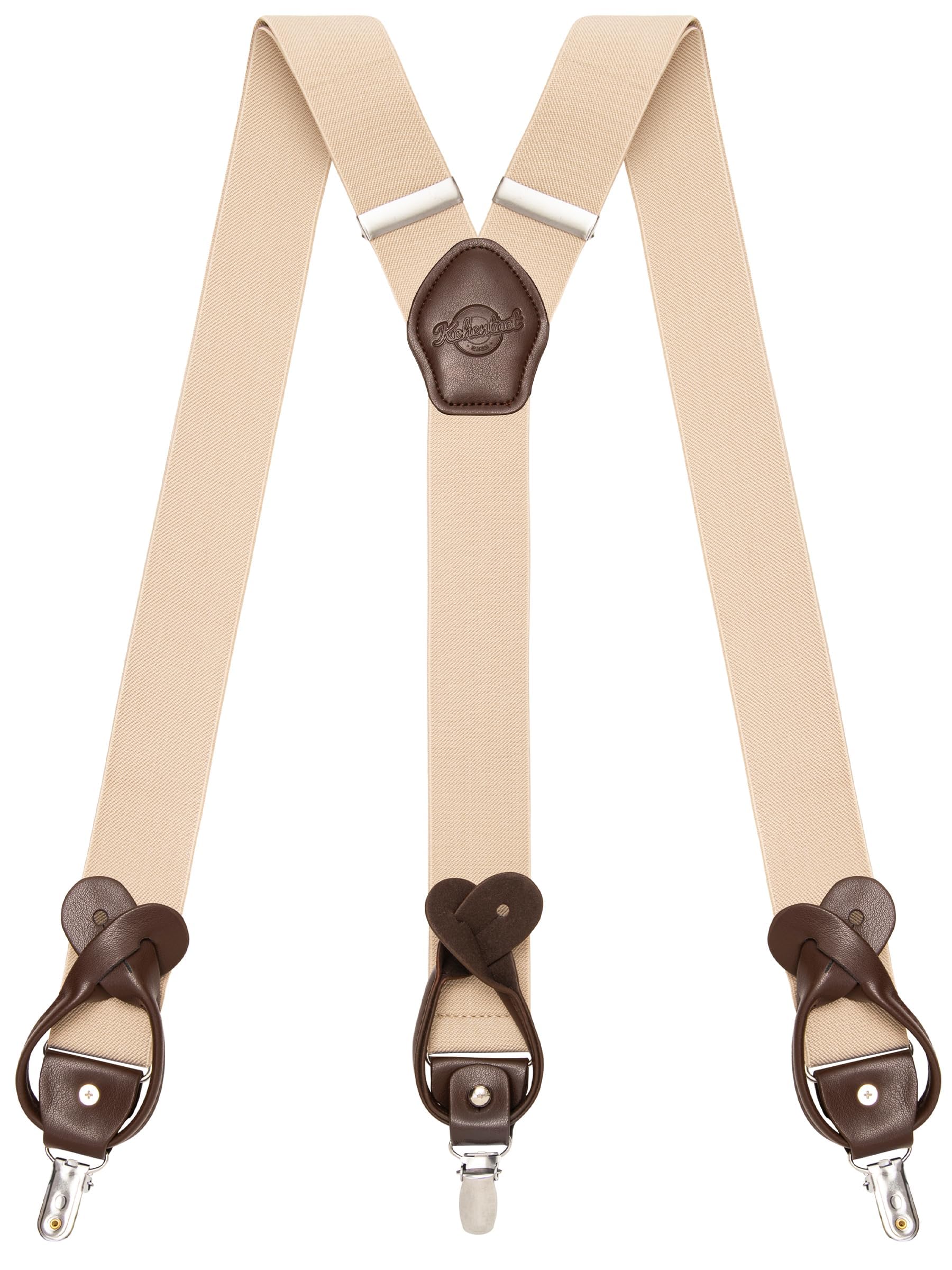 Suspenders for Men with Clip &amp; 6 Buttons 1.4in Y-Shape Stainless Steel