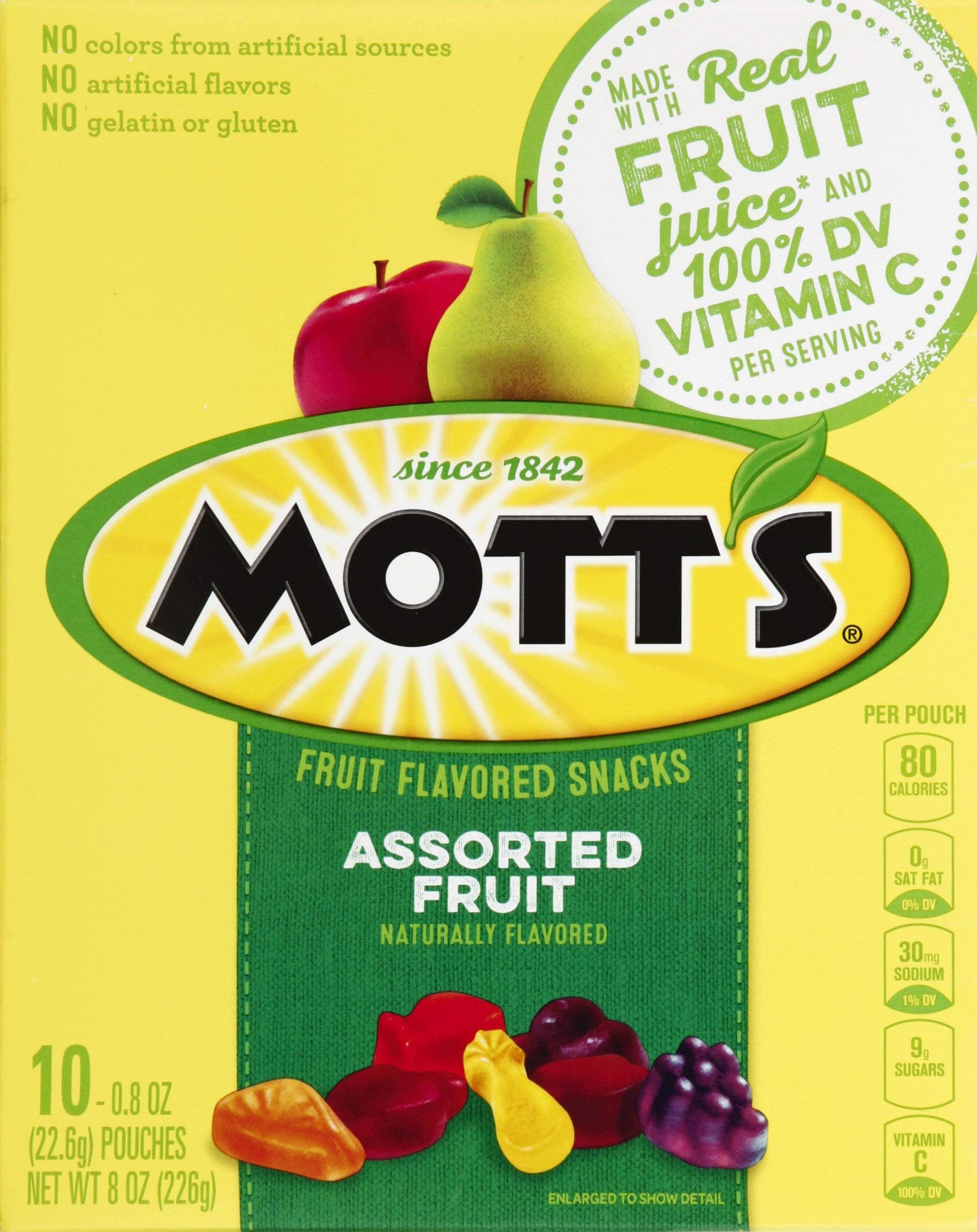 Motts Original Fruit Flavored Snacks, 8 oz (10 Pouches)