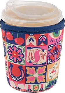 Karma, Reusable Iced Coffee Insulator, Iced Coffee & Cold Soda Insulated Neoprene Cold Cup Beverage Sleeve 16-20OZ, Small, Tile
