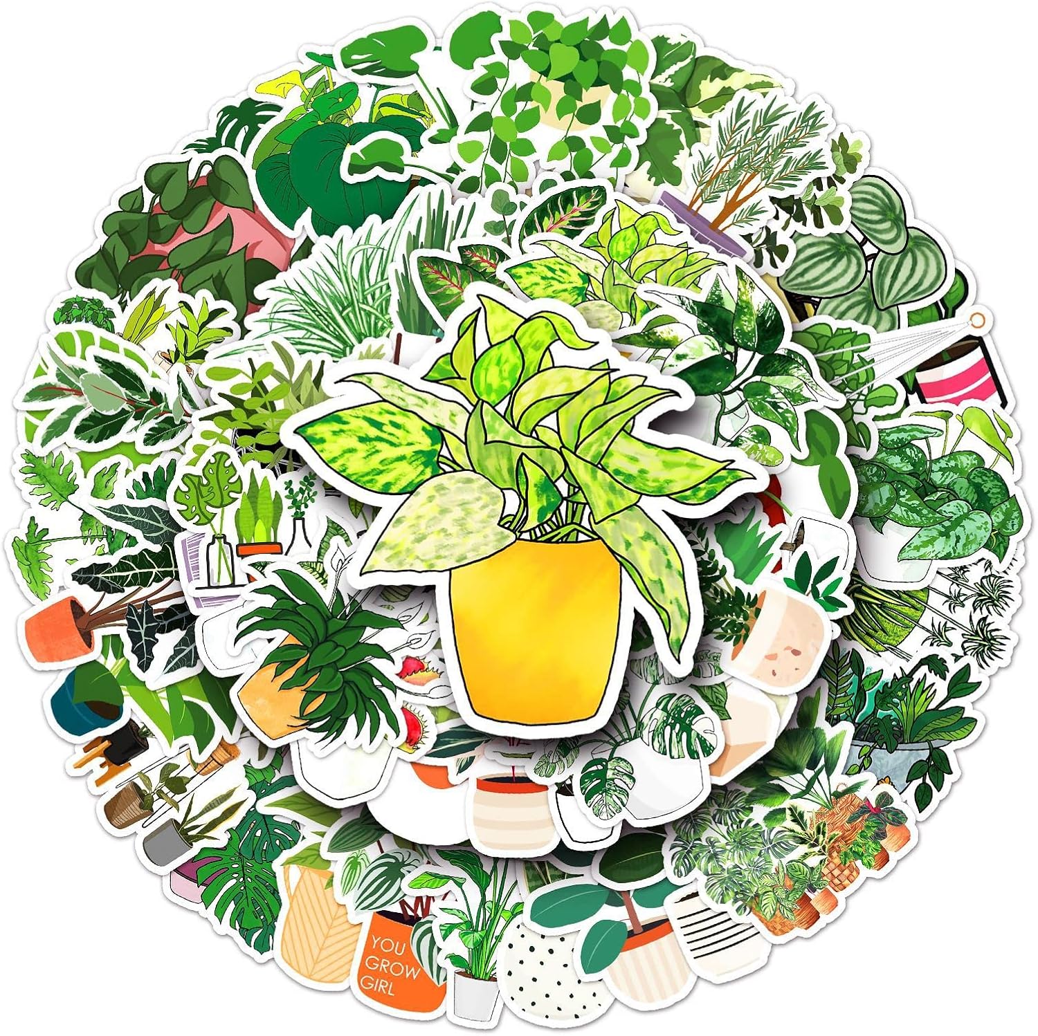 50Pcs Cute Potted Houseplant Stickers Pack, Waterproof Vinyl Tropical Green Plant Decals for Kids Teens Plant Lovers, for Journaling Scrapbooking Water Bottle Laptop Tumbler Skateboard Guitar Decor image 5