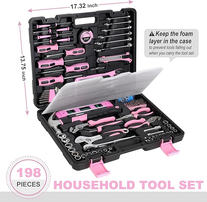 Kit de Herramientas Manuales FASTPRO 198 Piezas Rosa con Maletín miniatura 2
