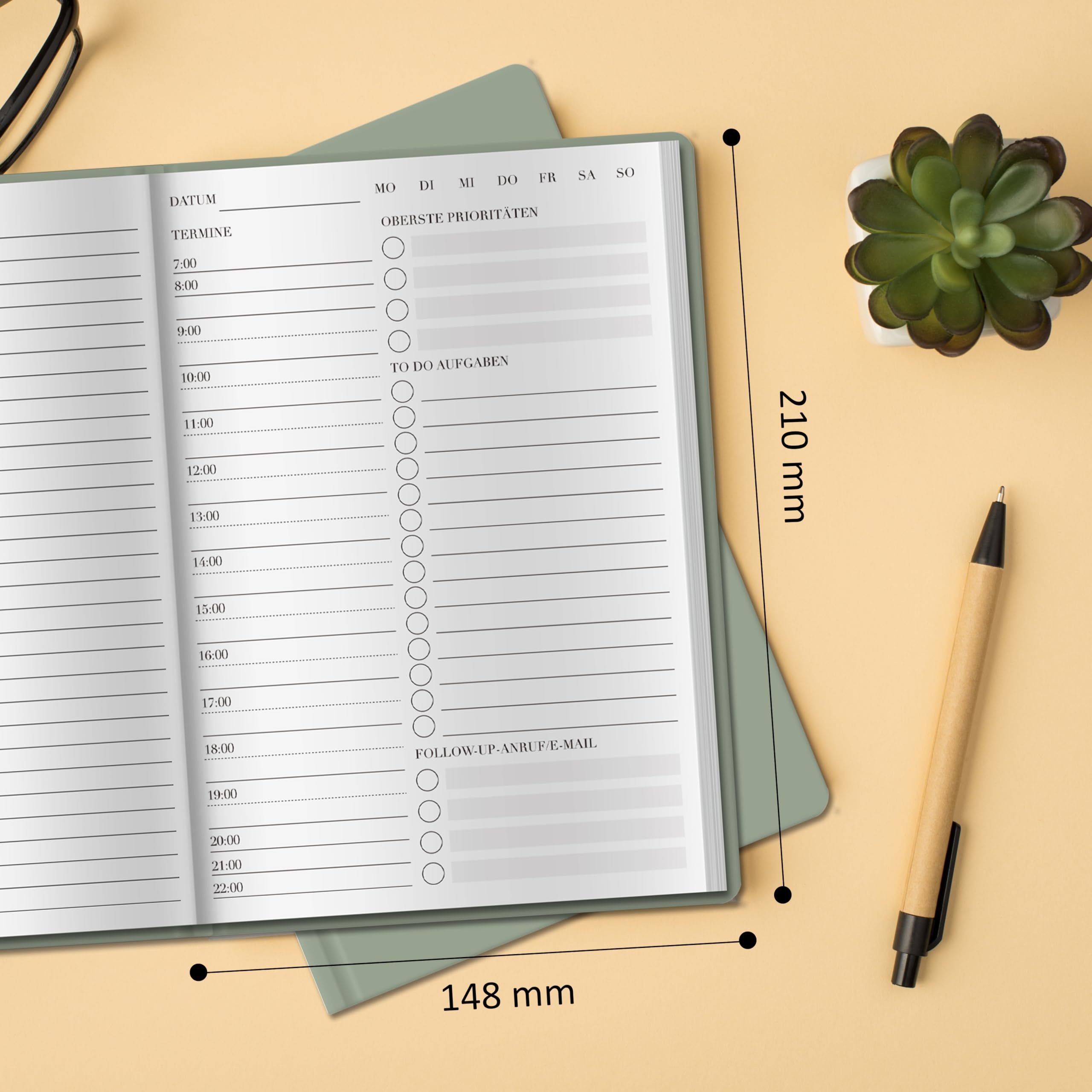 BIROYAL Daily Planner Undated A5, Daily Planner, To Do Planner with Appointment, Notes & Planning, 7 AM to 10 PM - Image 4