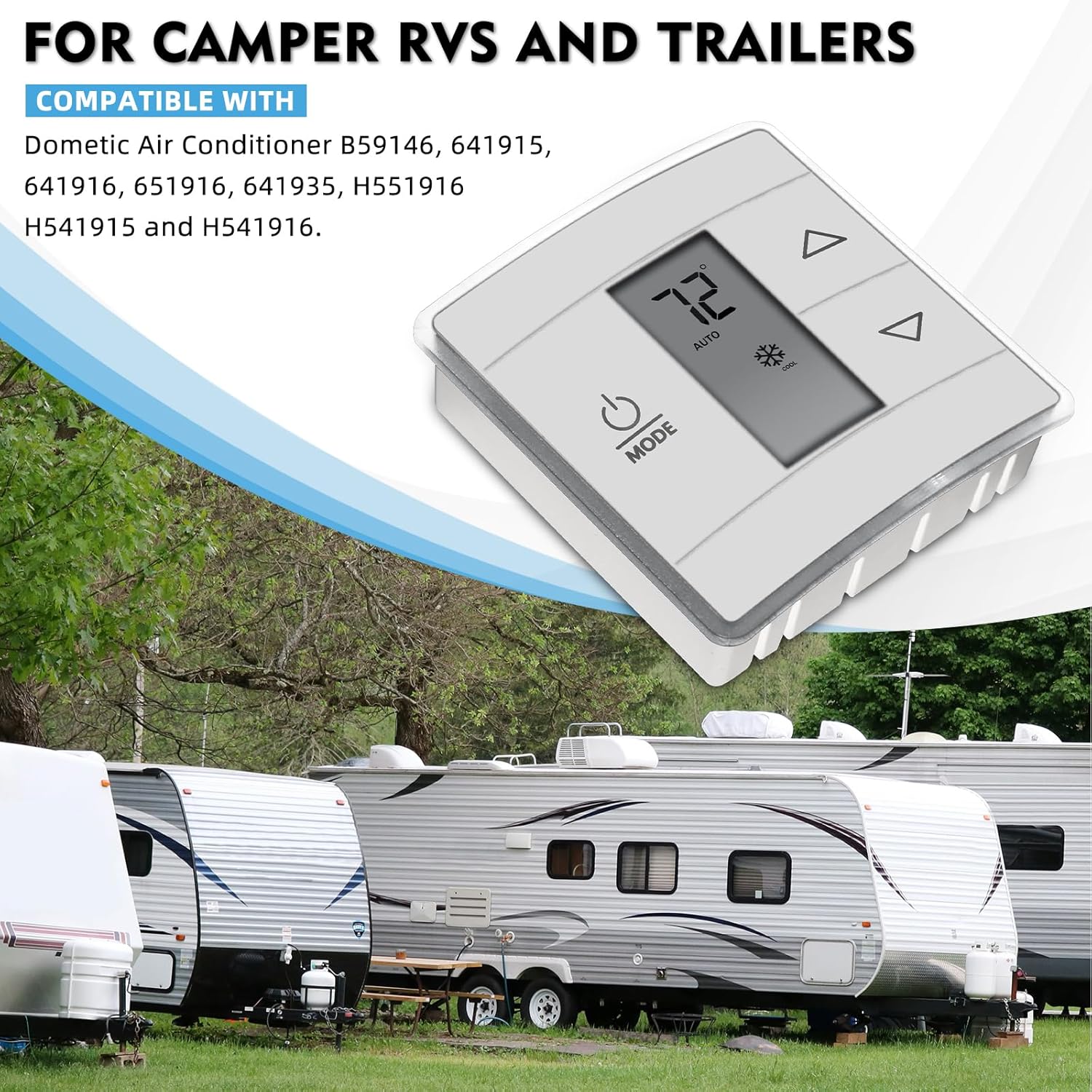 3316250.700 RV Single Zone Wall Thermostat, w/Digital Temperature Display Compatible with Camper RVs and Trailers,White.