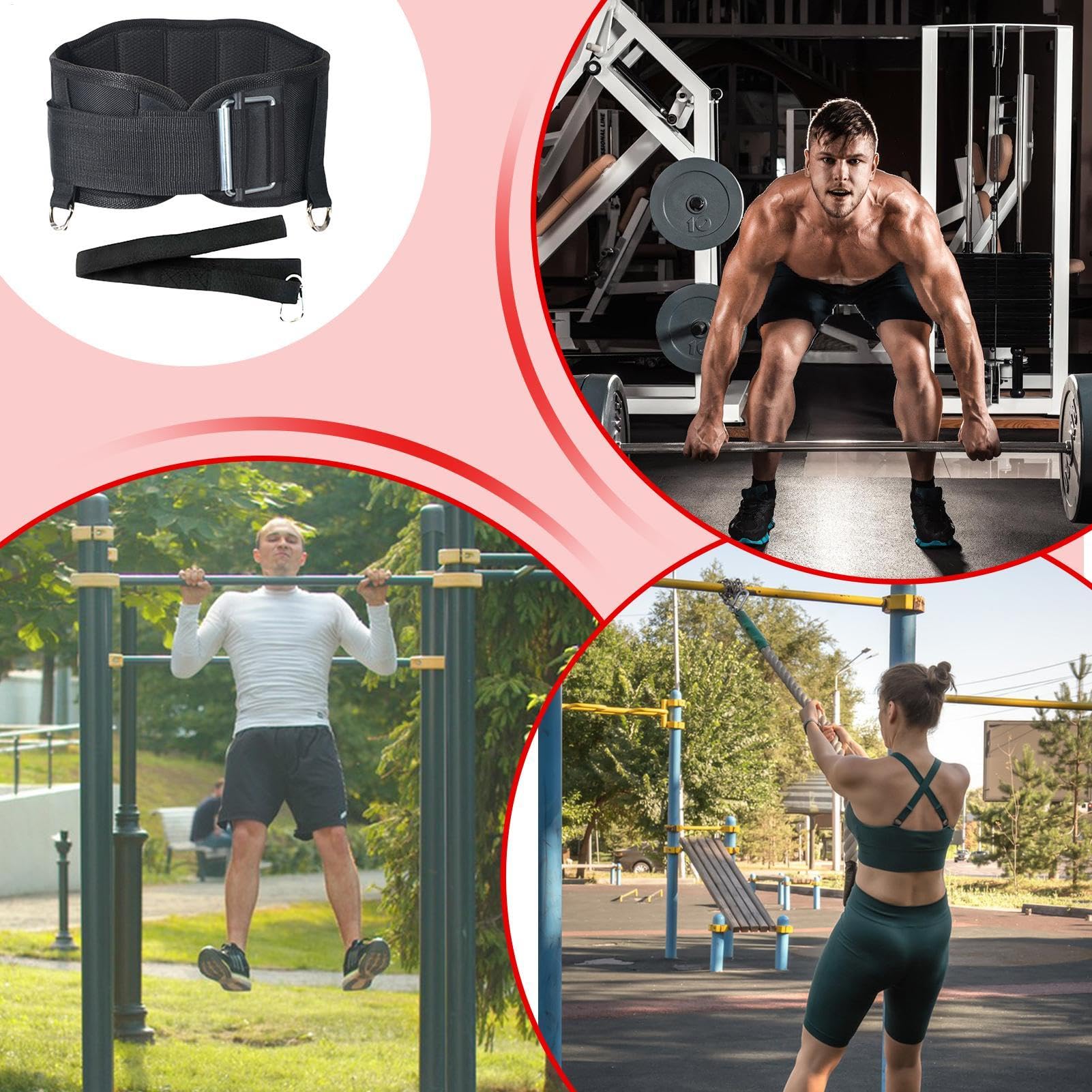 Gewichteter Dip Klimmzuggürtel, atmungsaktiver Gewichthebergürtel, EVA-Rückenstützgurt, strapazierfähige Nylon-Edelstahlkette (Herren, Damen), Krafttraining, Bodybuilding, Fitness
