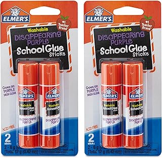 Disappearing Purple School Glue Sticks, 0.21 oz, 4 Count