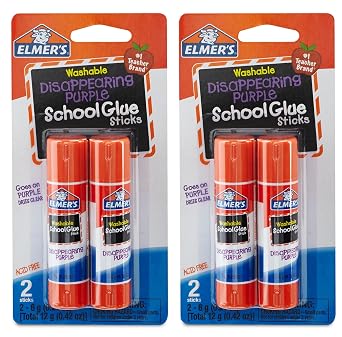 Elmers Disappearing Purple School Glue Sticks, 0.21 oz, 4 Count