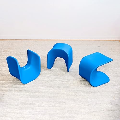 Miniatura 10 de ECR4Kids Asiento ondulado, altura del asiento, 14 a 15.1 pulgadas, taburete de percha, azul, paquete de 2