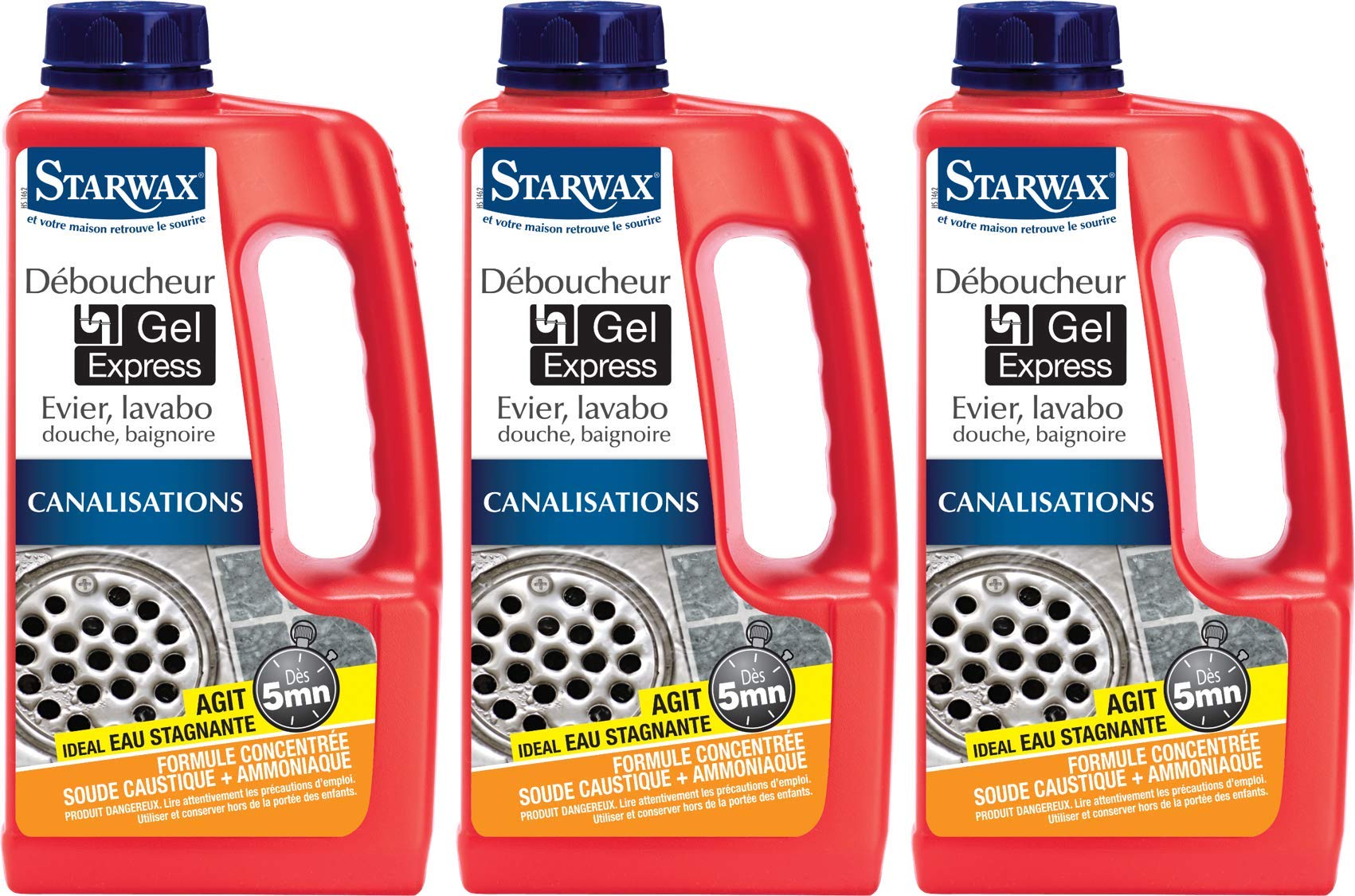 STARWAX Déboucheur Express Canalisations 1L Utilisateur Professionnel Scènes d'Urgence Efficacité Garantie Mélange Homog
