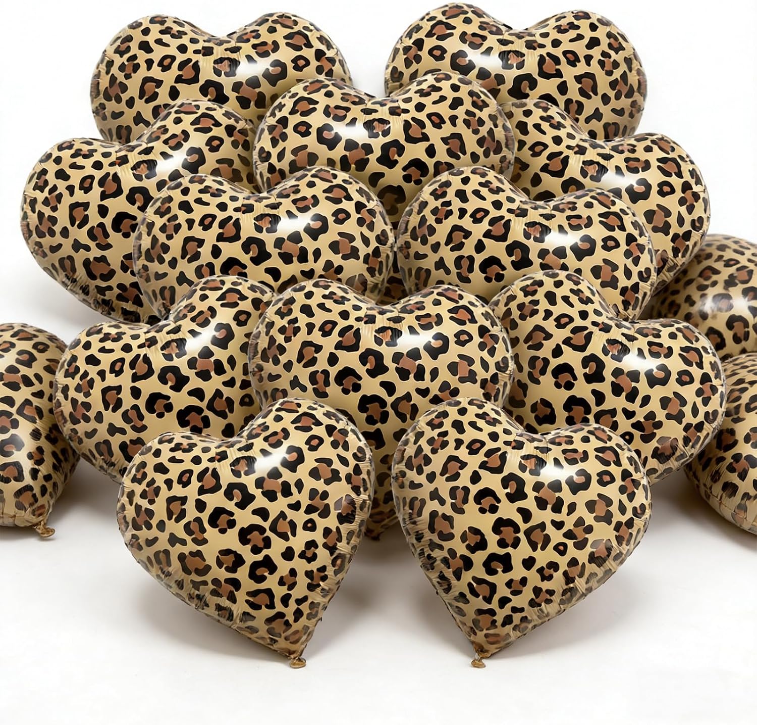 12 Pcs Leopard Print Heart Balloons 18 Inch cheetah Heart Shaped Foil Balloons for Valentine's Day Wedding Bridal Shower Engagement Birthday Party Camo Animal Jungle Party Supplies