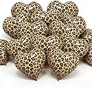 12 Pcs Leopard Print Heart Balloons 18 Inch cheetah Heart Shaped Foil Balloons for Valentine's Day Wedding Bridal Shower Engagement Birthday Party Camo Animal Jungle Party Supplies