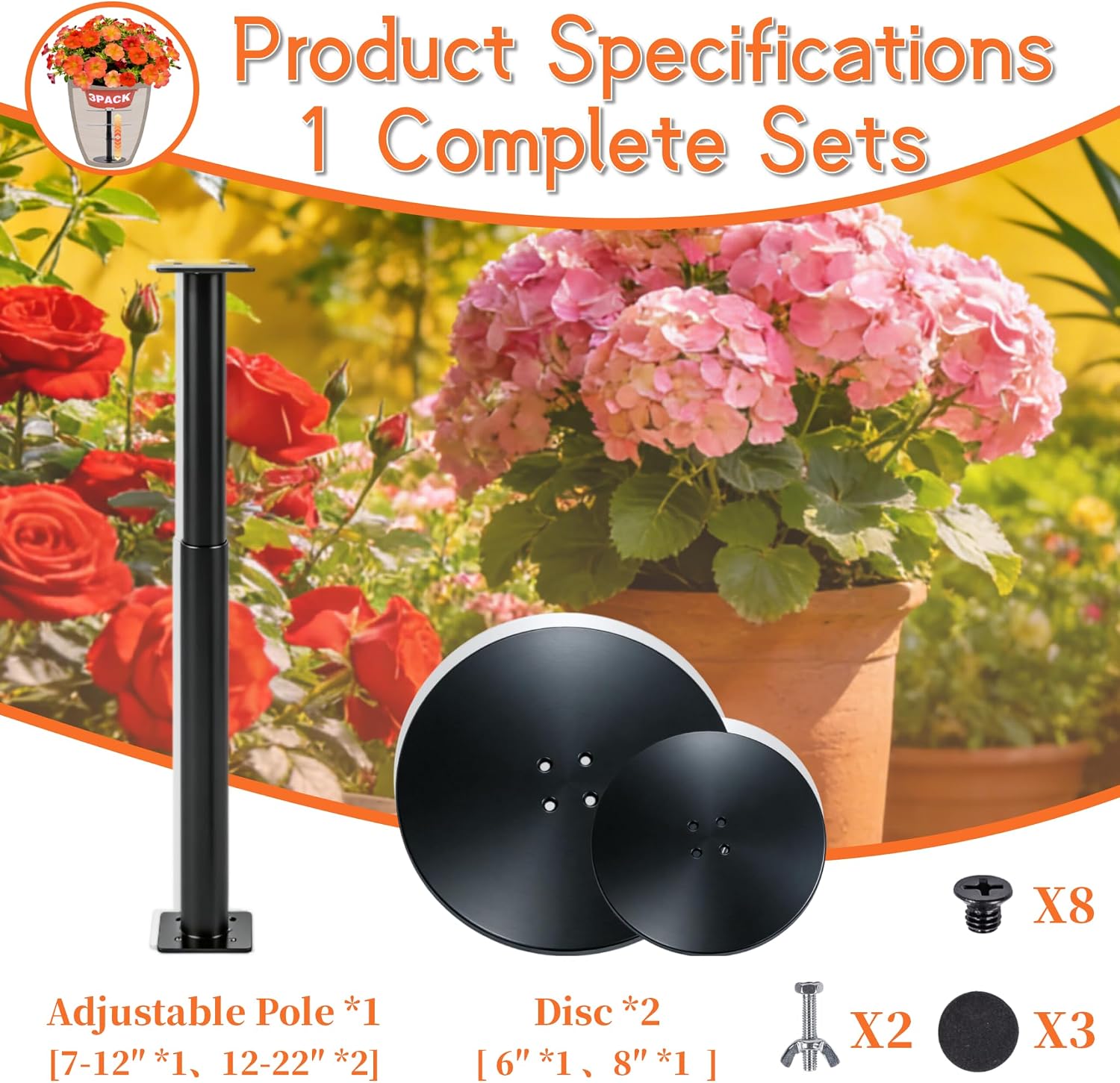 1-Pack Adjustable Metal Plant Riser for Inside Pots, Indoor/Outdoor image 5