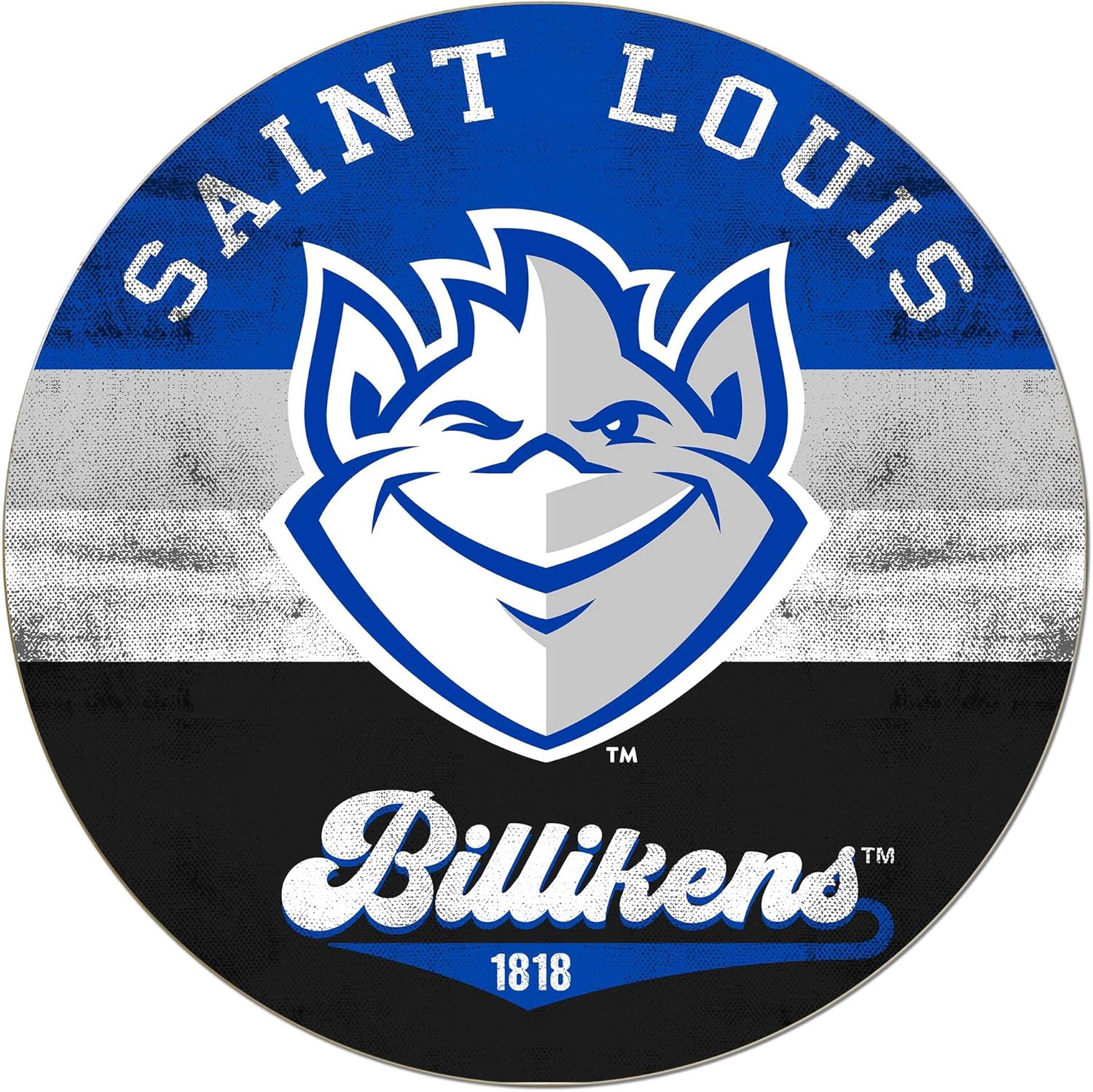 KH Sports Fan Saint Louis Billikens Multi-Color Retro Circle Sign, 20x20 Inches, Billikens Decor for Dorm, Fan Cave, Living Room; Display Your Team Spirit with This Saint Louis Billikens Wall Art