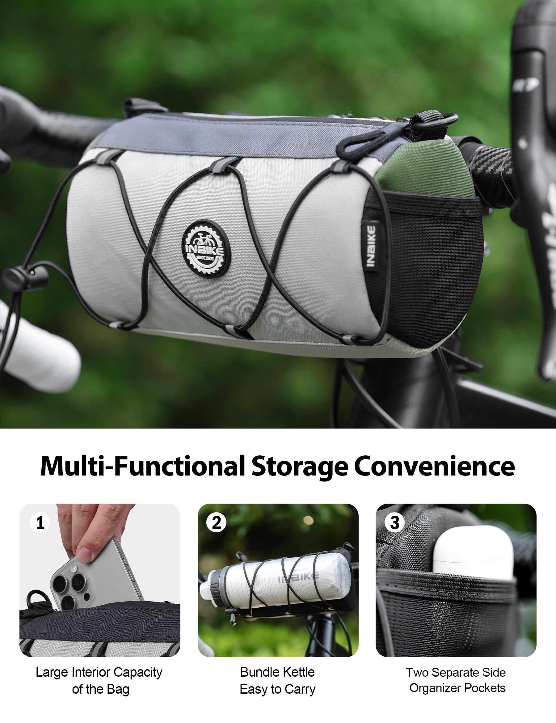 inbike fahrradtasche Bicycle Handlebar Bag, Saddle Bag, Multifunctional Bicycle Bag, Handlebar Storage Bag with Shoulder Strap for MTB, Road Bike, Black, Approx. 1.8 L, Khaki Sports & Outdoors this bike travel bag Green 2.7 24 Zoll Cube Fahrrad. Entladung:ohne Entladung - Stapler bauseits vorhanden