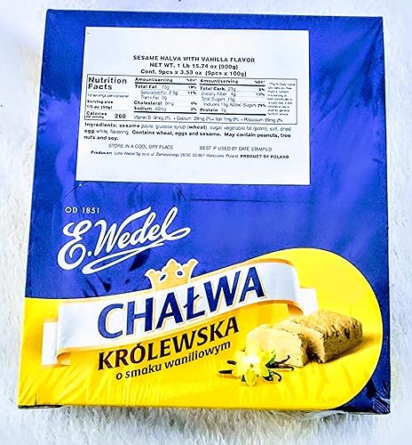 Miniatura 3 de E.Wedel Chalwa Krolewska Vainilla - Halva de sésamo polaco con sabor a vainilla 9 x 3.53oz (caja completa)