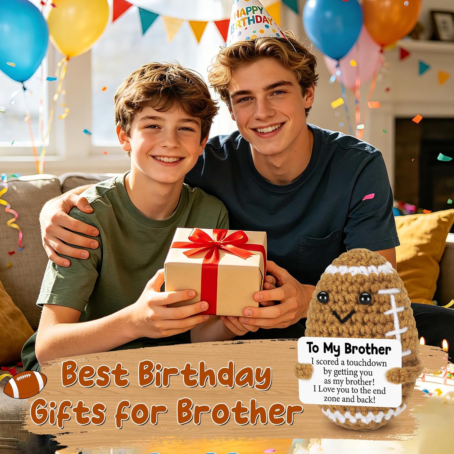 BiuNiuring Mini Funny Football Brother Birthday Gifts from Sister Brothers image 2